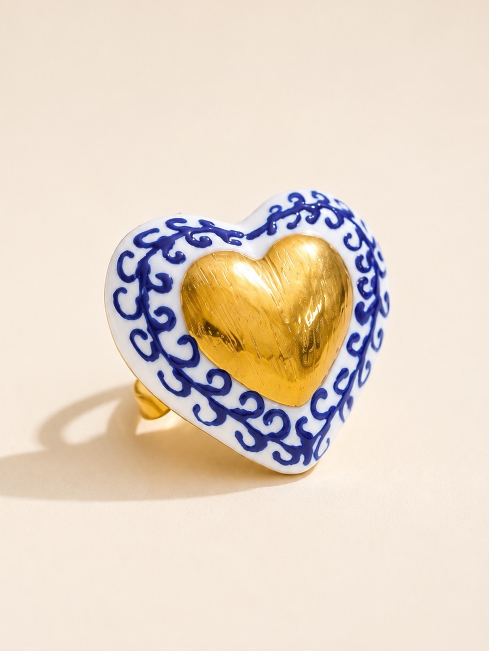 Blue Heart Gold Ring